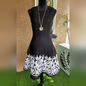 DKNY Embroidered Mesh Fit & Flare Dress - Size 4 - Brand New